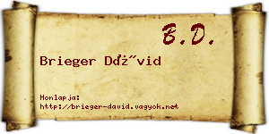 Brieger Dávid névjegykártya